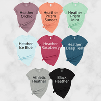 Bella Canvas 3001cvc t-shirt color options for Moxie Momma's exclusive only child line.