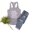 Done is better than perfect in white on a Next Level 1533 athletic gray tank top.