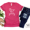 Bella Canvas heather raspberry t-shirt with Stronger than yesterday in white script. A Moxie Momma original.