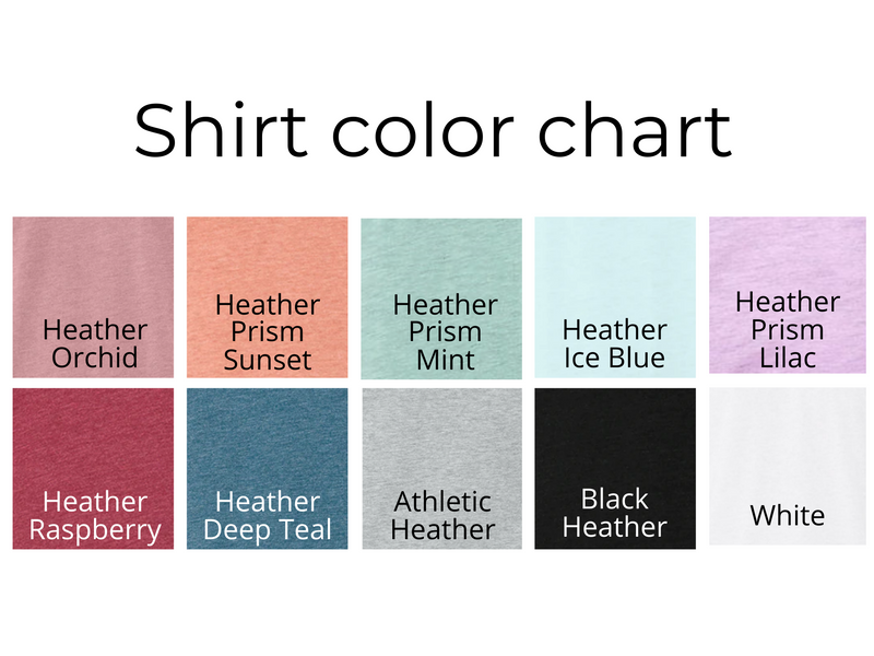 Bella Canvas 3001cvc t-shirt color options for Moxie Momma products.